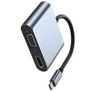 YUGSHNKFC Convertidores USB C A VGA De Aleación Aluminio con Soporte 4K Estación Acoplamiento 3 Concentradores Carga Rápida para Varios Teléfonos Inteligentes Concentrador C con Carga Rápida