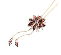 YUGSHNKFC Delicado collar con colgante de flor de cristal, collar con colgante de flor de cristal, elegante borla larga para mujer