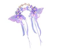 YUGSHNKFC Diadema artística floral con acento de mariposa y borlas, portátil para entusiastas y mujeres de moda, uso diario