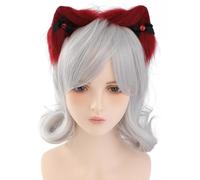 YUGSHNKFC Diadema con orejas de gato para cosplay con lazo, para mujeres y adolescentes, para entusiastas de las películas, animes, reuniones temáticas