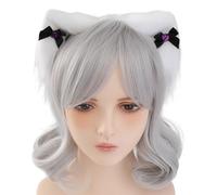 YUGSHNKFC Diadema con orejas de gato para cosplay con lazo, para mujeres y adolescentes, para entusiastas de las películas, animes, reuniones temáticas