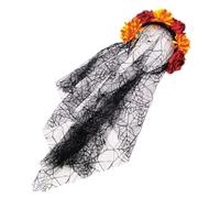 YUGSHNKFC Diadema de Halloween con velo de flores, accesorios para la cabeza, decoración para el cabello, diademas para cosplay