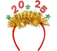YUGSHNKFC Diadema de lentejuelas de Año Nuevo 2025 con letras para el cabello, para festival, mujer, para fotografía, fiesta de Navidad, accesorios para el cabello