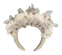 YUGSHNKFC Diadema de novia para despedida de soltera, despedida de soltera, fiesta, aro de perlas artificiales, elegante diadema para el pelo de boda ceremonia Headwea