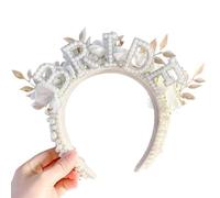YUGSHNKFC Diadema de novia para despedida de soltera, despedida de soltera, fiesta, aro de perlas artificiales, elegante diadema para el pelo de boda ceremonia Headwea
