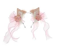 YUGSHNKFC Diadema de orejas de gato para cosplay con flores para mujeres y adolescentes, para entusiastas chinos, reuniones temáticas de anime