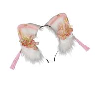 YUGSHNKFC Diadema de orejas de gato para cosplay con flores para mujeres y adolescentes, para entusiastas chinos, reuniones temáticas de anime