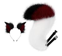 YUGSHNKFC Diadema de orejas de zorro con cola, orejas de gato y cola para Halloween, cosplay, fiesta, accesorios de disfraz de zorros para niños y adultos