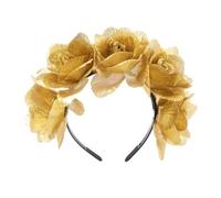 YUGSHNKFC Diadema de tela de imitación para mujer, diadema de flores de rosa, diadema de fiesta, elegante adorno floral para el cabello