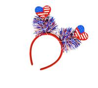 YUGSHNKFC Diadema ligera para los días de la independencia con corazones y rayas dobles, accesorio elegante para el cabello para diademas de bandera de eventos patrióticos