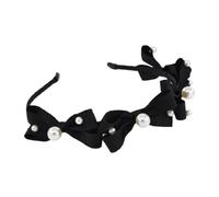 YUGSHNKFC Diademas con lazo de color negro para mujer, diadema con decoración de perlas para niñas, para lavar la cara y deportes
