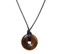 YUGSHNKFC Elegante colgante de piedra de aventurina natural en collar de cuerda de cuero, accesorio de joyería unisex para mujeres de moda, Tiger stone 30MM, Cuerda de cuero de piedra natural