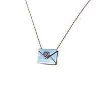 YUGSHNKFC Elegante collar con colgante de corazón de amor, llamativo sobre de libro, cadena para el cuello, colgante de moda, joyería para el cuello para mujer, Cobre