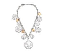 YUGSHNKFC Elegante collar con colgante de corazón tallado, ajustable, chapado en oro, cadena de aleación resistente para mujeres de moda para uso diario, Metal