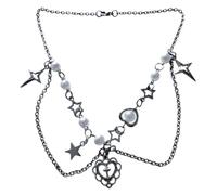 YUGSHNKFC Elegante collar con forma de corazón y perlas de imitación para mujeres y niñas, elegante adorno de cadena de clavícula