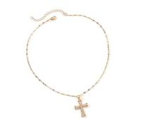 YUGSHNKFC Elegante collar de crucifijo de circonita cúbica, longitud ajustable, cadena para el cuello, cadena de clavícula, joyería unisex