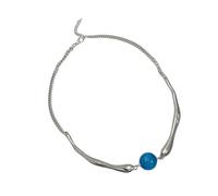 YUGSHNKFC Elegante collar de cuentas azules, estilo mecánico europeo, cadena de clavícula, accesorios únicos de moda