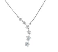 YUGSHNKFC Elegante collar Y Lariat con colgante de estrella en plata para regalo de cumpleaños de mujer