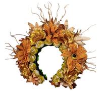 YUGSHNKFC Elegante diadema cultural de flores, diadema de tela, diadema de flores, adornos para el cabello o vestido tradicional