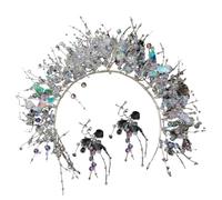 YUGSHNKFC Elegante diadema de flores para mujer, diadema de mariposa de cristal francés, clip para las orejas, diadema para boda, festival de música