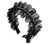 YUGSHNKFC Elegante diadema plisada de encaje para el pelo para mujer, para lavar la cara y el cuidado de la piel