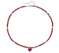YUGSHNKFC Elegante gargantilla de cuentas hecha a mano con colgante de amor vibrante, regalo portátil para mujeres de moda para uso diario, aleación y cuero