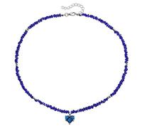 YUGSHNKFC Elegante gargantilla de cuentas hecha a mano con colgante de amor vibrante, regalo portátil para mujeres de moda para uso diario, Cuentas de arroz de cristal + aleación