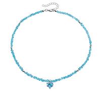YUGSHNKFC Elegante gargantilla de cuentas hecha a mano con colgante de amor vibrante, regalo portátil para mujeres de moda para uso diario, Cuentas de arroz de cristal + aleación