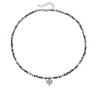 YUGSHNKFC Elegante gargantilla de cuentas hecha a mano con colgante de amor vibrante, regalo portátil para mujeres de moda para uso diario, Cuentas de arroz de cristal + aleación