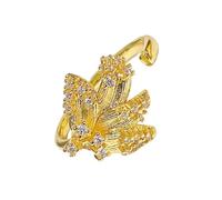 YUGSHNKFC Elegantes anillos abiertos de estilo vintage con diseño de trigo, para mujer, ajustables, de aleación resistente, color dorado, piezas de joyería, Metal