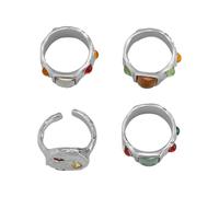 YUGSHNKFC Elegantes anillos geométricos con piedras preciosas en tono dorado claro, decoración para uso diario o eventos nocturnos, uso diario, anillos de moda para mujer, B, como se describe, como se