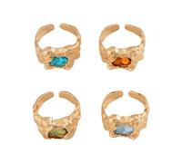 YUGSHNKFC Elegantes anillos geométricos con piedras preciosas en tono dorado claro, decoración para uso diario o eventos nocturnos, uso diario, anillos de moda para mujer, E, como se describe, como se