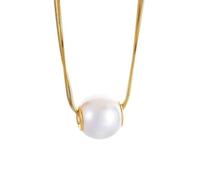 YUGSHNKFC Gargantilla de perlas vintage multicapa con colgante de perlas de acero resistente, accesorio de joyería para mujeres de moda, Single layer model, Cadena de acero de titanio + perla de