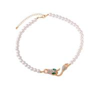 YUGSHNKFC Gargantilla de serpiente con circonita negra y plateada, accesorio de cadena de eslabones cubanos para hombres y mujeres, estilos góticos vikingos, Metal