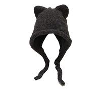 YUGSHNKFC Gorro unisex de ganchillo de color con forma de oreja de gatito, cálido invierno, suministros de esquí para adultos, adolescentes, dibujos animados, protege los sombreros para mujeres y