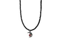 YUGSHNKFC Gothic Styles - Collar de cuentas de cristal negro con corazón y mariposa, cadena de cuello única para mujeres que buscan moda única, Aleación y acero de titanio