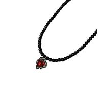 YUGSHNKFC Gothic Styles - Collar de cuentas de cristal negro con corazón y mariposa, cadena de cuello única para mujeres que buscan moda única, Aleación y acero de titanio
