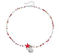 YUGSHNKFC Hermoso collar con colgante de estrellas de mar, gargantilla de cuentas coloridas, cadena ajustable para el cuello, joyería para mujeres y niñas, Aleación acrílica