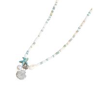 YUGSHNKFC Hermoso collar con colgante de estrellas de mar, gargantilla de cuentas coloridas, cadena ajustable para el cuello, joyería para mujeres y niñas, Aleación acrílica