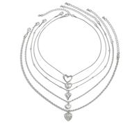 YUGSHNKFC Juego de 5 collares elegantes en forma de corazón, cadenas ajustables para el cuello, joyería para mujer, uso diario y fiestas, vete a casa
