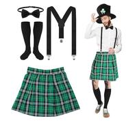 YUGSHNKFC Juego de accesorios para disfraz del día de San Patricio, sombrero de duende verde, medias a rayas para decoración de fiesta del día de San Patricio