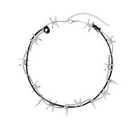 YUGSHNKFC Juego de gargantilla y pulsera de espinas punk multiusos unisex con longitud ajustable y acabado plateado