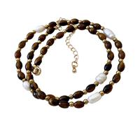 YUGSHNKFC Llamativa cadena de perlas para el cuello, piedras naturales, collar hecho a mano, cadena larga unisex, cuentas/cuentas