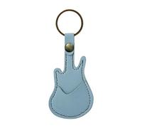 YUGSHNKFC Llavero de piel sintética con soporte para púas de guitarra, llavero y bolsa para varios guitarristas, a