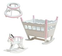YUGSHNKFC Paquete 3 Muebles Dormitorio Guardería Madera En Miniatura para 1/12 Casas Muñecas para Niños Fingir Jugar Juguete para Niños Diseño Seguro