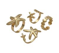 YUGSHNKFC Paquete de 4 anillos geométricos ajustables para mujer, accesorios de aleación de oro y plata, colección Hot Day, anillos apilables ajustables para mujer