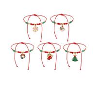 YUGSHNKFC Pulsera de cuentas de arcilla suave de temporada, cadena de mano con temática navideña, longitud ajustable, elegante adorno de fiesta