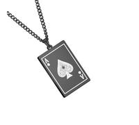 YUGSHNKFC Punk Styles - Collar con colgante de cartas de espadas de acero inoxidable con textura de naipes, joyería para entusiastas, Acero inoxidable