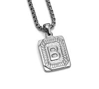 YUGSHNKFC Punk Styles - Collar con dije de carta de acero inoxidable con textura cuadrada, joyería para entusiastas de las letras