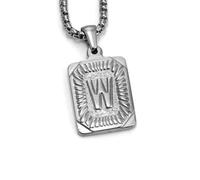 YUGSHNKFC Punk Styles - Collar con dije de carta de acero inoxidable con textura cuadrada, joyería para entusiastas de las letras, acero de titanio